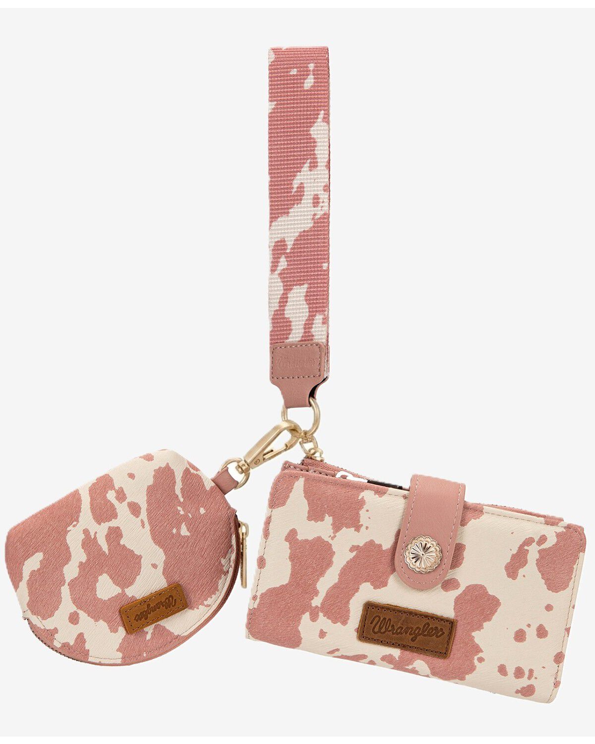 Wrangler X Boot Barn Women's Cow Print Wristlet Set - 3 Piece, Pink, hi-res