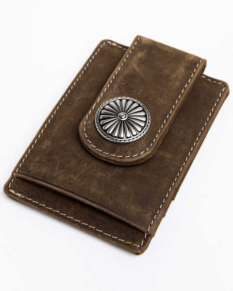 Image #3 - Cody James Men's Brown Embroidered Leather Money Clip Wallet , Brown, hi-res