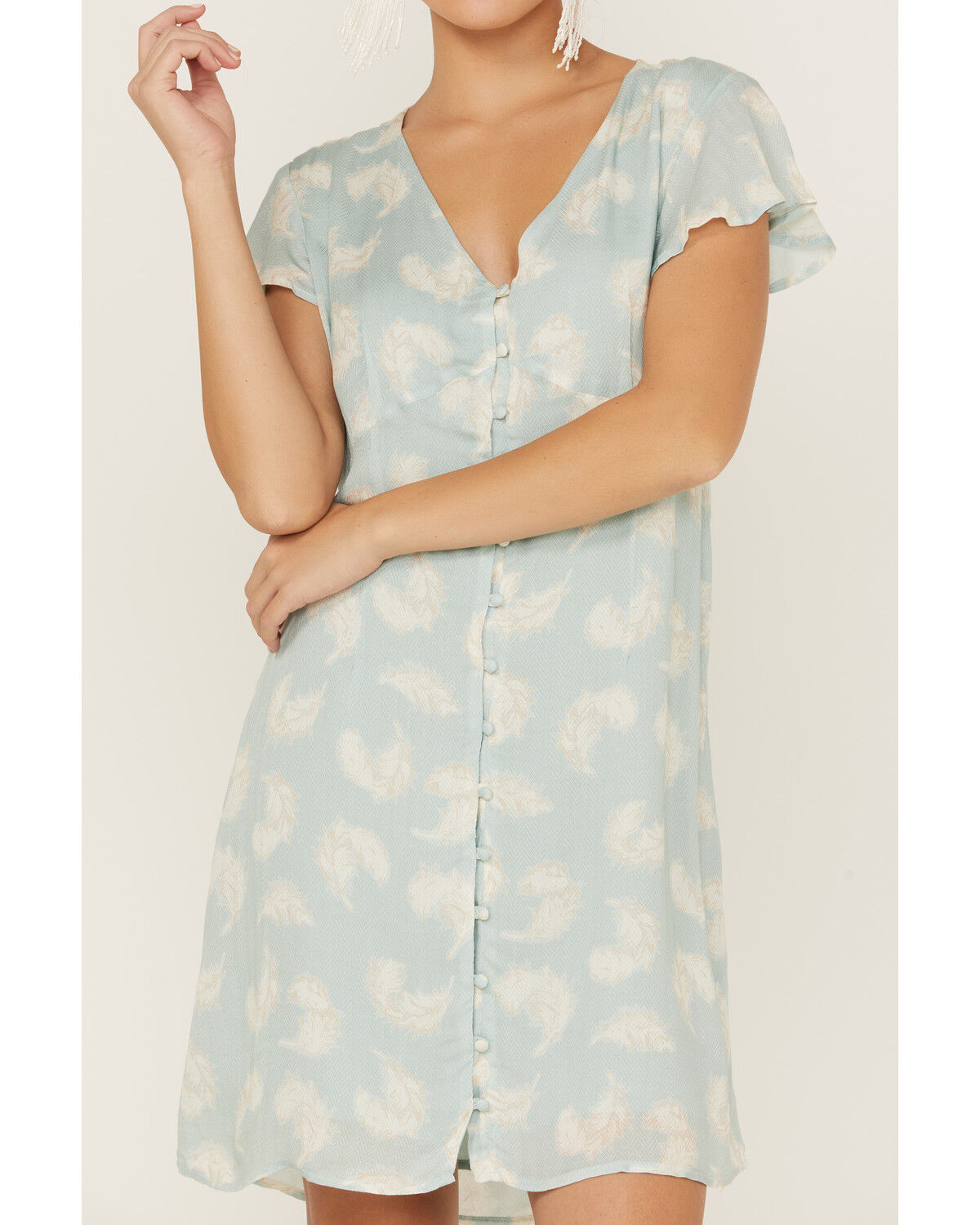 Image #2 - Stetson Women's Feather Print Button-Front Mini Dress, , hi-res