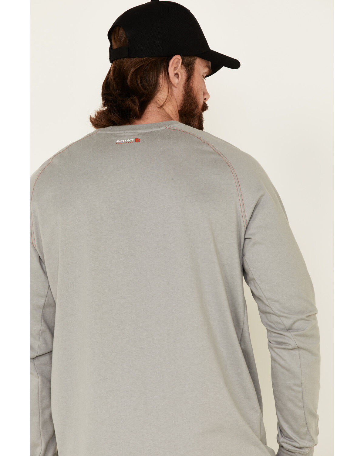 Image #6 - Ariat Men's FR Work Crew Long Sleeve T-Shirt, Silver, hi-res