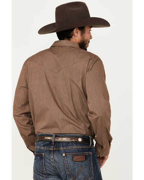 Image #4 - Gibson Trading Co Men's Railway Striped Print Long Sleeve Snap Western Shirt, Brown, hi-res