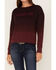 Image #3 - RANK 45&reg; Women's Long Sleeve Ombre Pullover Sweater, Burgundy, hi-res