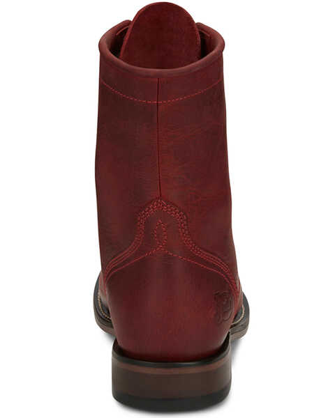 Image #5 - Justin Women's McKean Lace-Up Boots - Round Toe , Red, hi-res