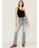 Image #1 - Daze Women's Acid Wash Go-Getter Flare Jeans, Blue, hi-res