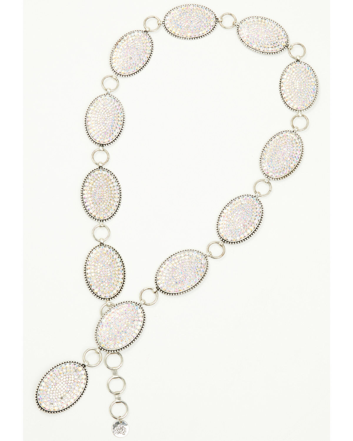 Image #2 - Southern Grace Women's Crystal Oval Concho Chain Belt, Iridescent, hi-res