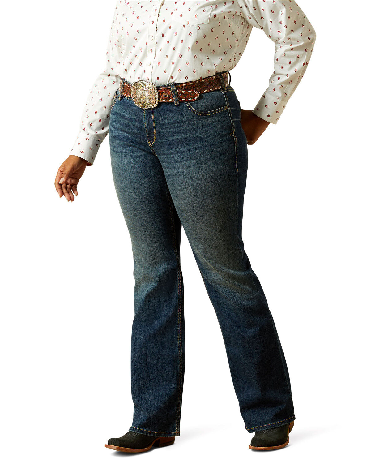 Image #3 - Ariat Women's Sonia Dark Wash Mid Rise Bootcut Stretch Denim Jeans - Plus, Dark Wash, hi-res
