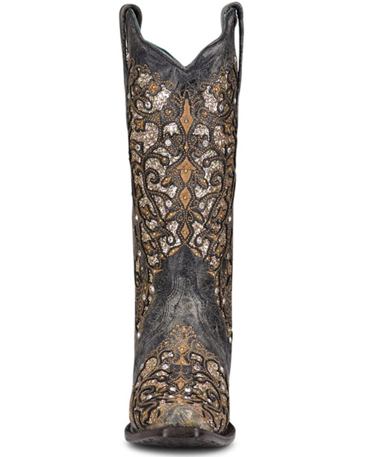 Image #3 - Corral Women's Inlay & Studs Western Boots - Snip Toe, Black, hi-res