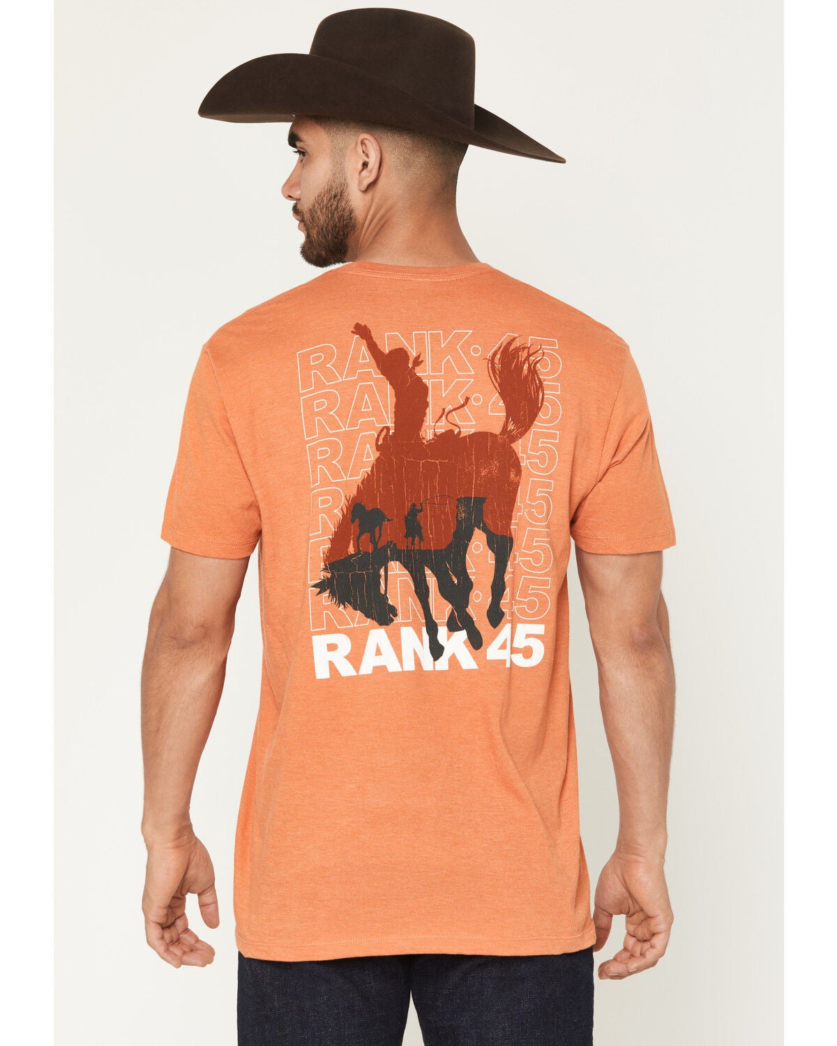 RANK 45&reg; Men's Cowboy Logo Short Sleeve Graphic T-Shirt, Orange, hi-res