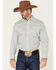 Image #1 - Cinch Men's White Stretch Geo Print Long Sleeve Western Shirt , White, hi-res