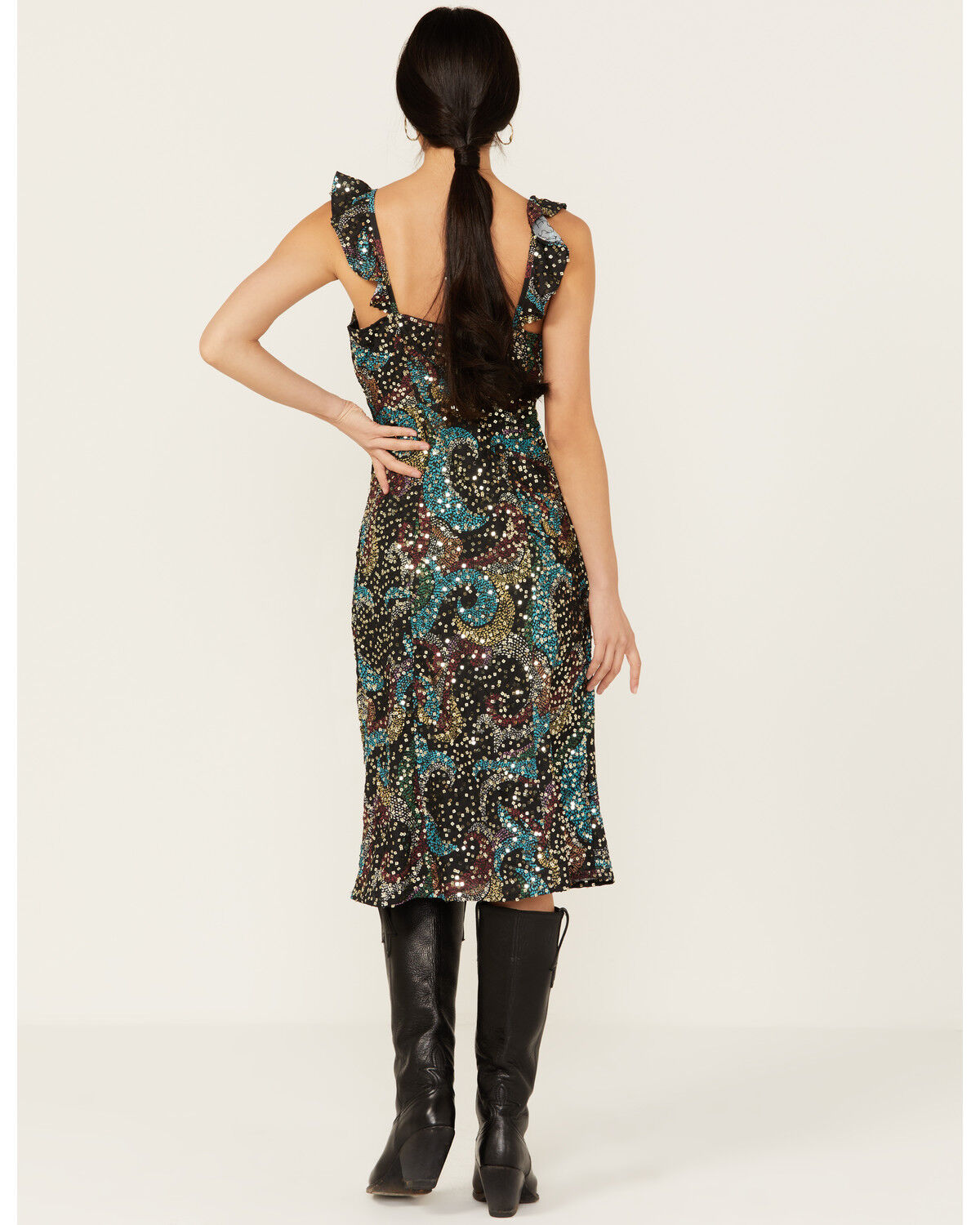 Image #4 - Rock & Roll Denim Women's Sequins Print Slip Mini Dress, Multi, hi-res