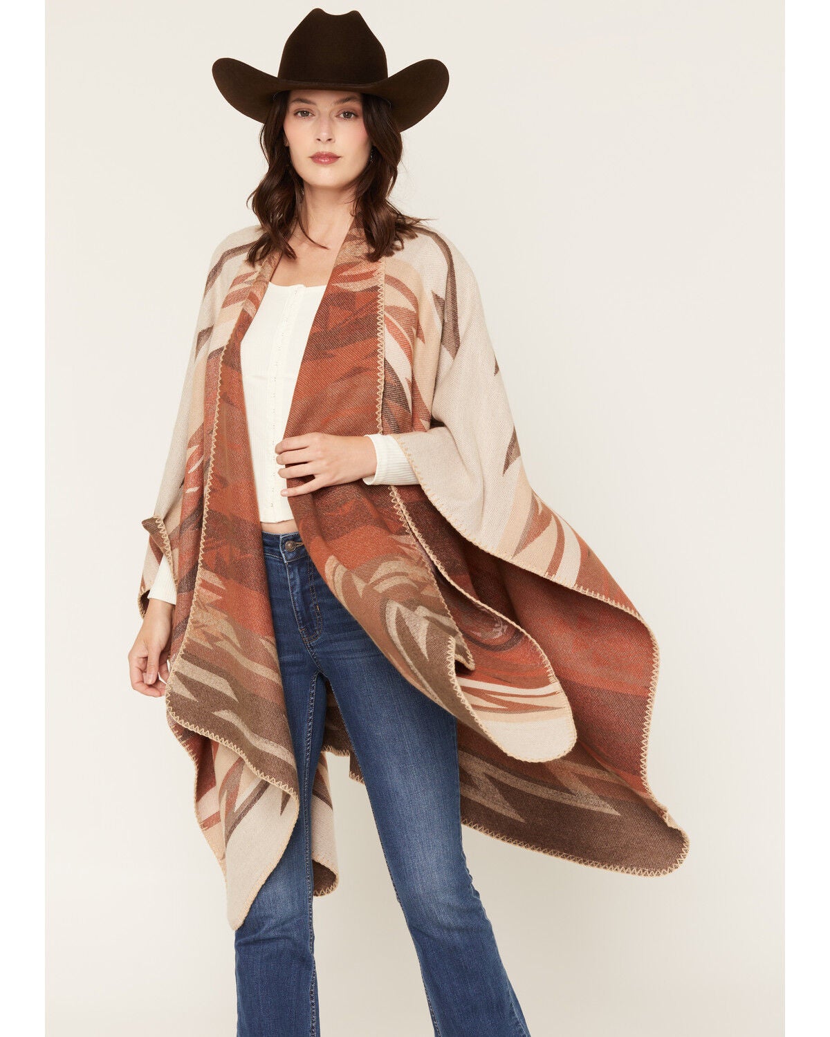 Shyanne Women's Westland Southwestern Print Shawl, Natural, hi-res