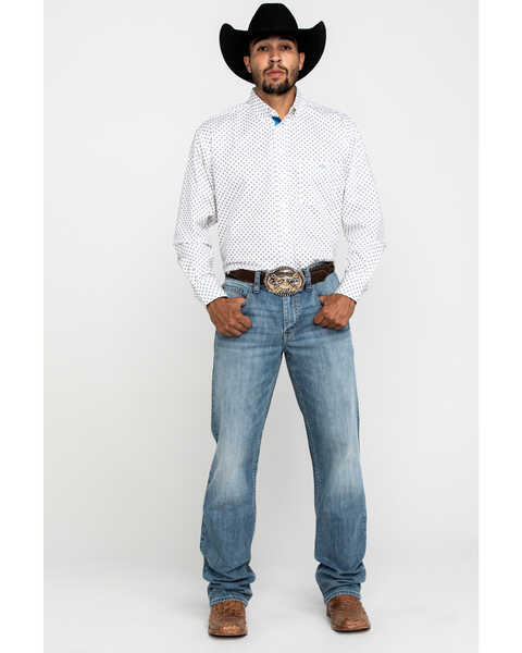 Image #6 - Resistol Men's White Stuart Geo Print Long Sleeve Western Shirt , White, hi-res