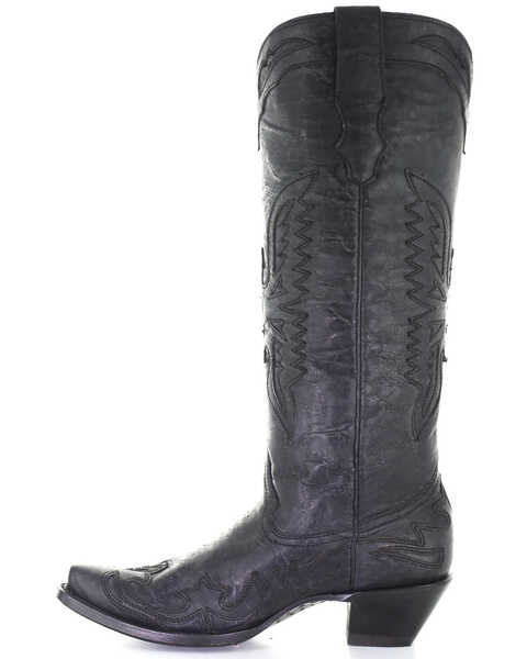 Image #3 - Corral Women's Vintage Eagle Overlay Western Boots - Snip Toe, Black, hi-res