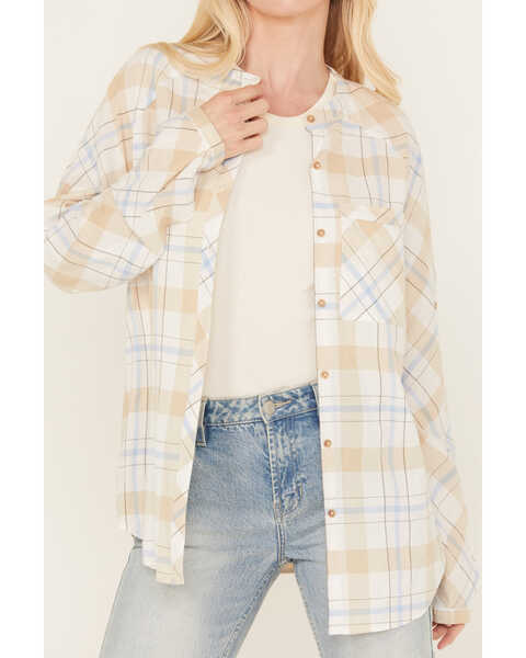 Image #3 - Cleo + Wolf Women's Oversized Plaid Print Button Up, Cream, hi-res