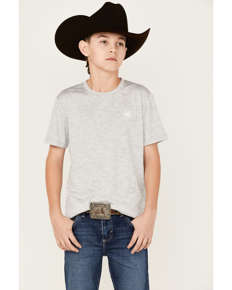 Ariat Boys' Charger Patriotic Graphic T-Shirt, Grey, hi-res