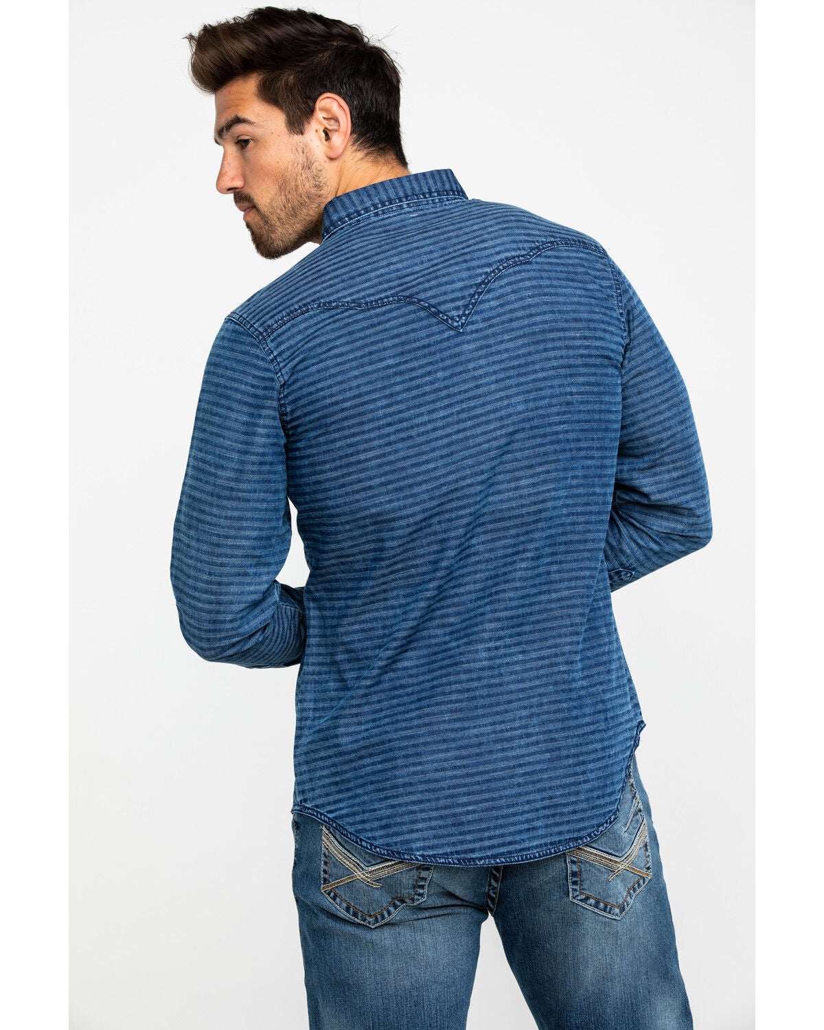 retro indigo stripe jeans