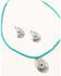 Image #1 - Shyanne Women's Turquoise Beaded Oval Concho Jewelry Set - 2 Piece, Silver, hi-res
