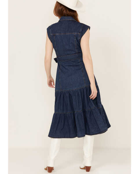 Image #4 - Blue B Women's Medium Wash Denim Belted Midi Dress, Blue, hi-res