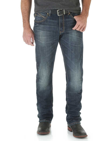 Wrangler Retro Men's Bozeman Medium Wash Low Rise Slim Straight Jeans , Denim, hi-res