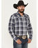 Image #1 - Wrangler Retro Men's Plaid Print Long Sleeve Snap Western Shirt, Dark Blue, hi-res