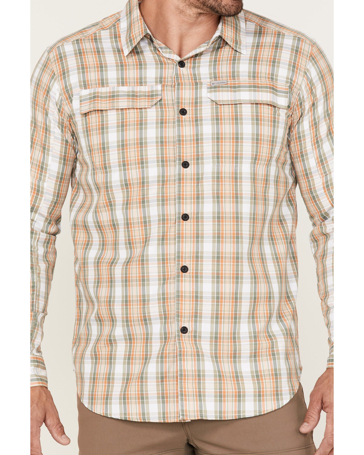 Image #3 - Columbia Men's Silver Ridge Balanced Plaid Long Sleeve Button-Down Western Shirt, Tan, hi-res