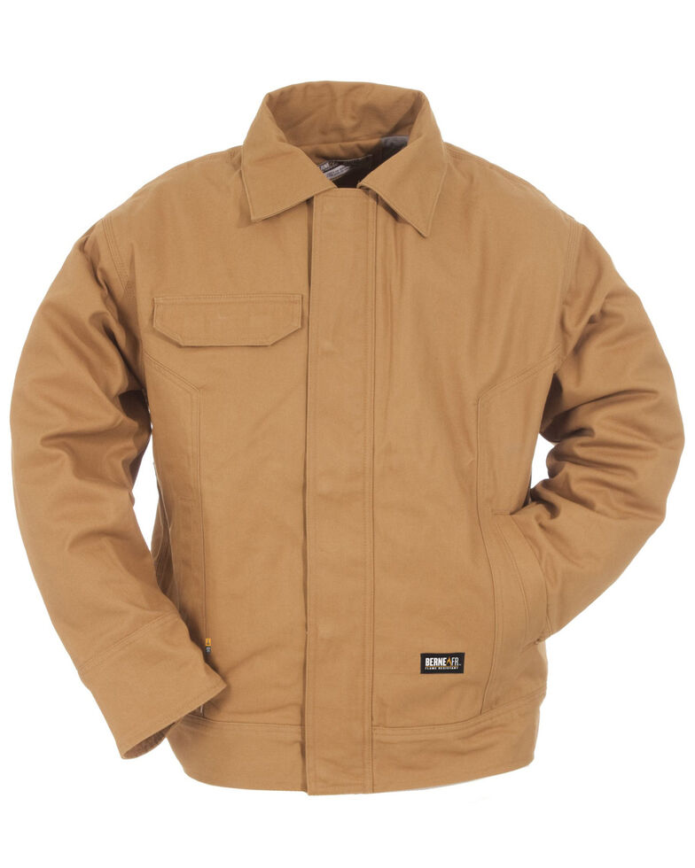 Berne Duck Flame Resistant Bomber Jacket - 3XL and 4XL, Brown, hi-res