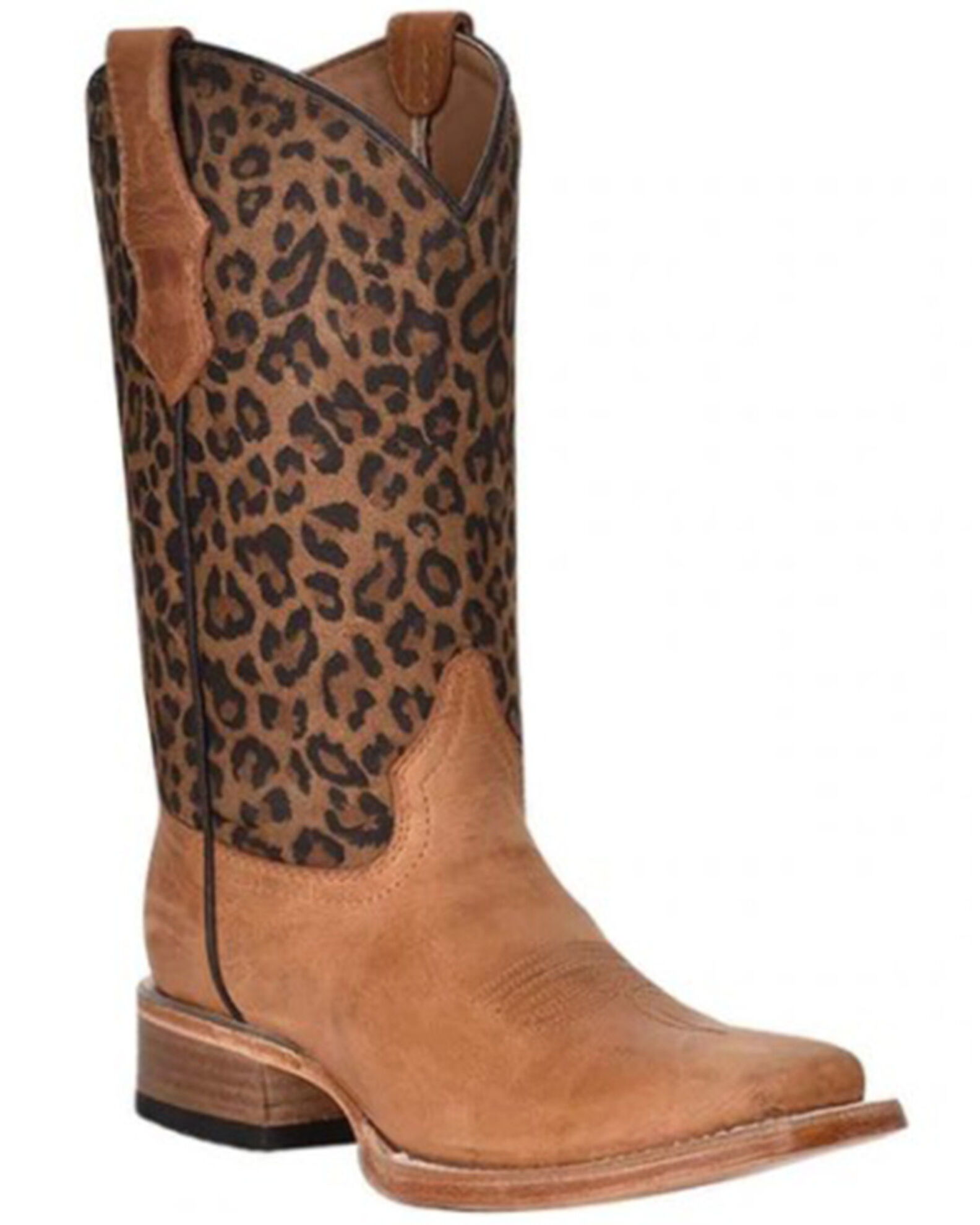 Circle G Girls Leopard Print Western Boots Square Toe