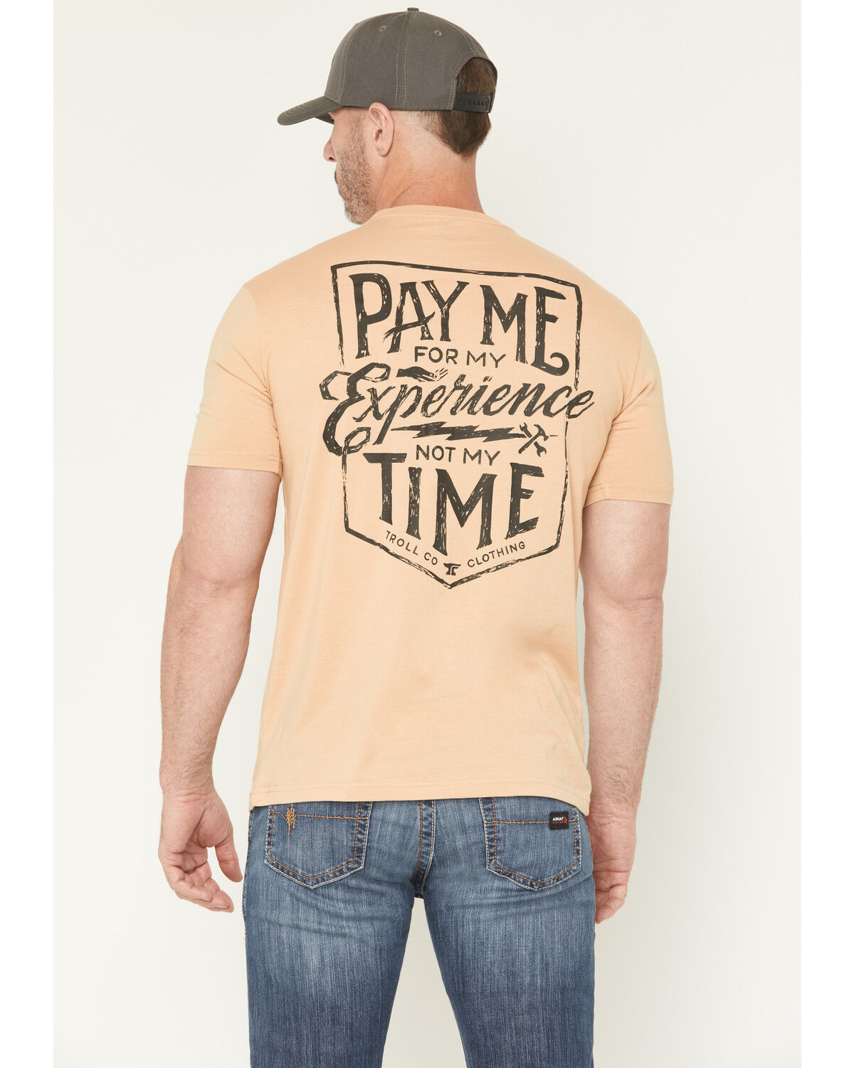 Image #1 - Troll Co Men's Pay Me Short Sleeve Graphic T-Shirt, Tan, hi-res