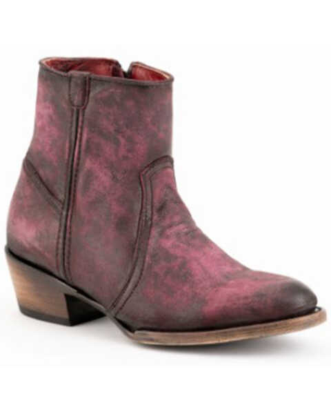 Image #1 - Ferrini Women's Stacey Leather Ankle Booties - Round Toe, Purple, hi-res