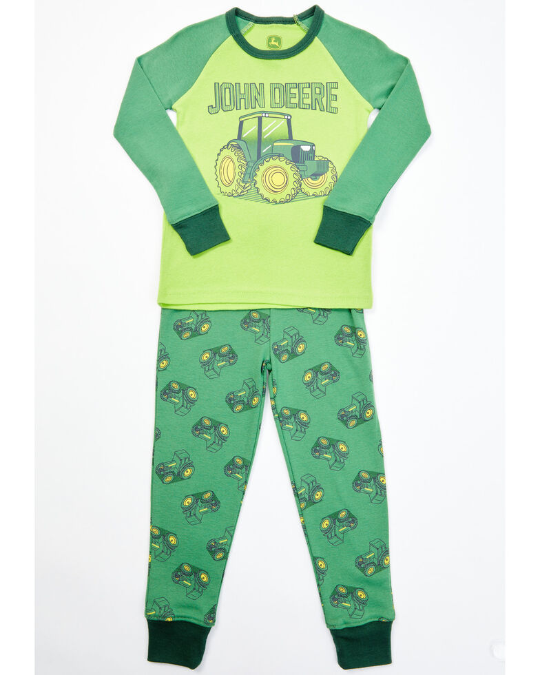 John Deere Boys' Green Tractor Print PJ Set, Green, hi-res