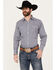 Image #1 - Ely Walker Men's Plaid Print Long Sleeve Pearl Snap Western Shirt, Navy, hi-res