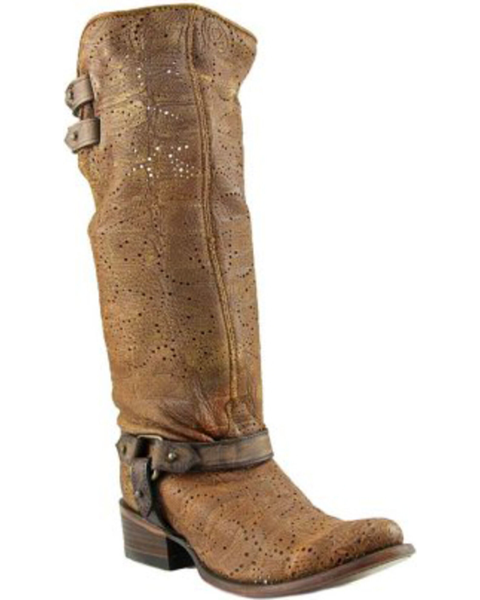 Corral Women s Slouch Harness Top Strap Cowgirl Boots Medium Toe Sheplers