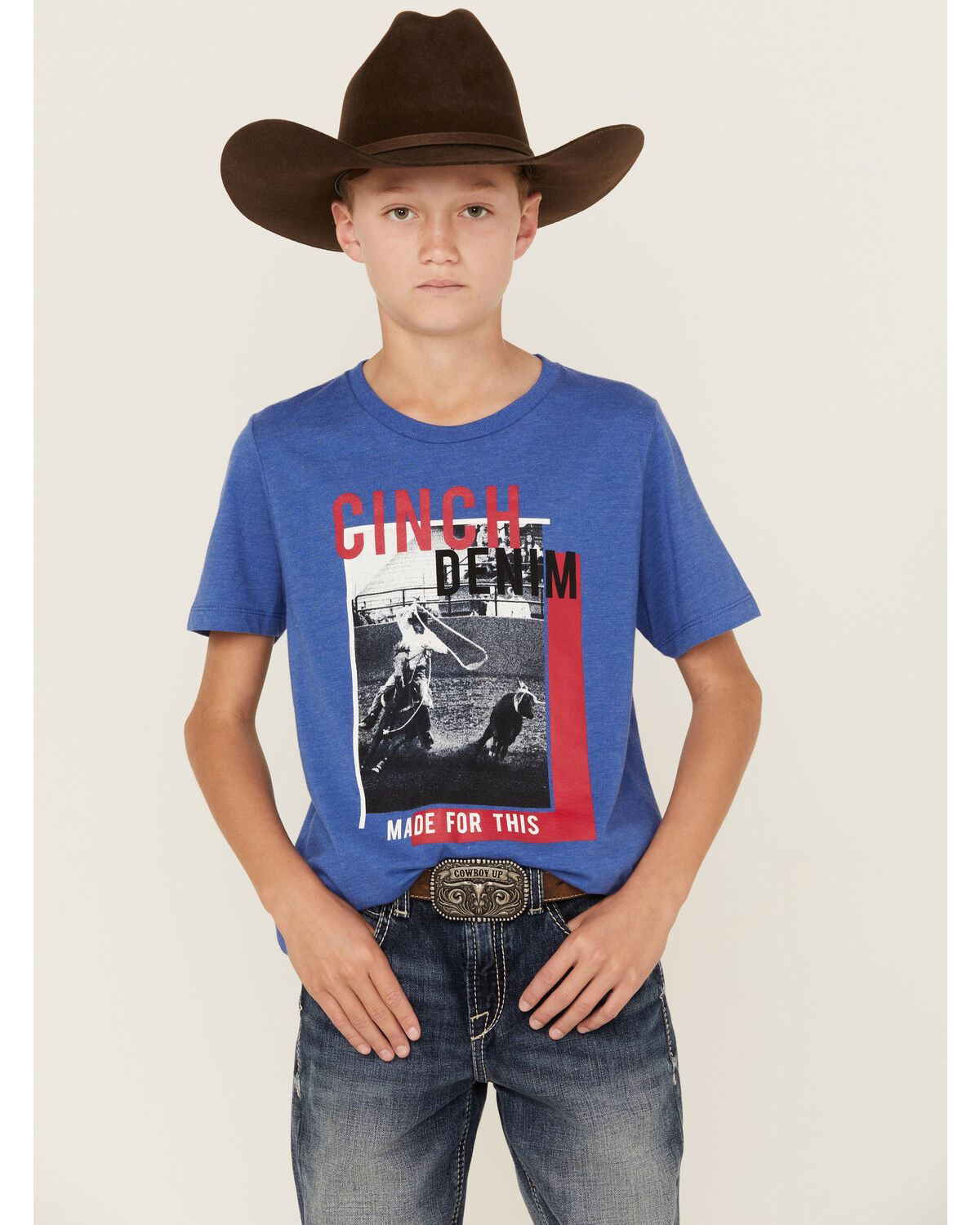 Image #1 - Cinch Boys' Made For This Short Sleeve Graphic T-Shirt, Royal Blue, hi-res
