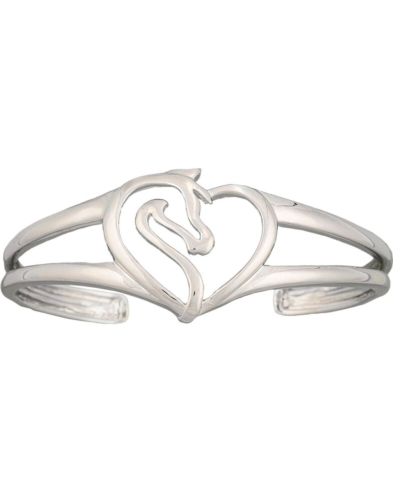 Montana Silversmiths Equestrian Heart Cuff Bracelet, Silver, hi-res