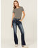 Image #3 - Miss Me Women's Dark Wash Mid Rise Wing Pocket Bootcut Stretch Denim Jeans, Dark Wash, hi-res