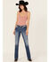 Image #3 - Miss Me Women's Medium Wash Mid Rise Steer Head 34" Bootcut Stretch Denim Jeans, Medium Wash, hi-res