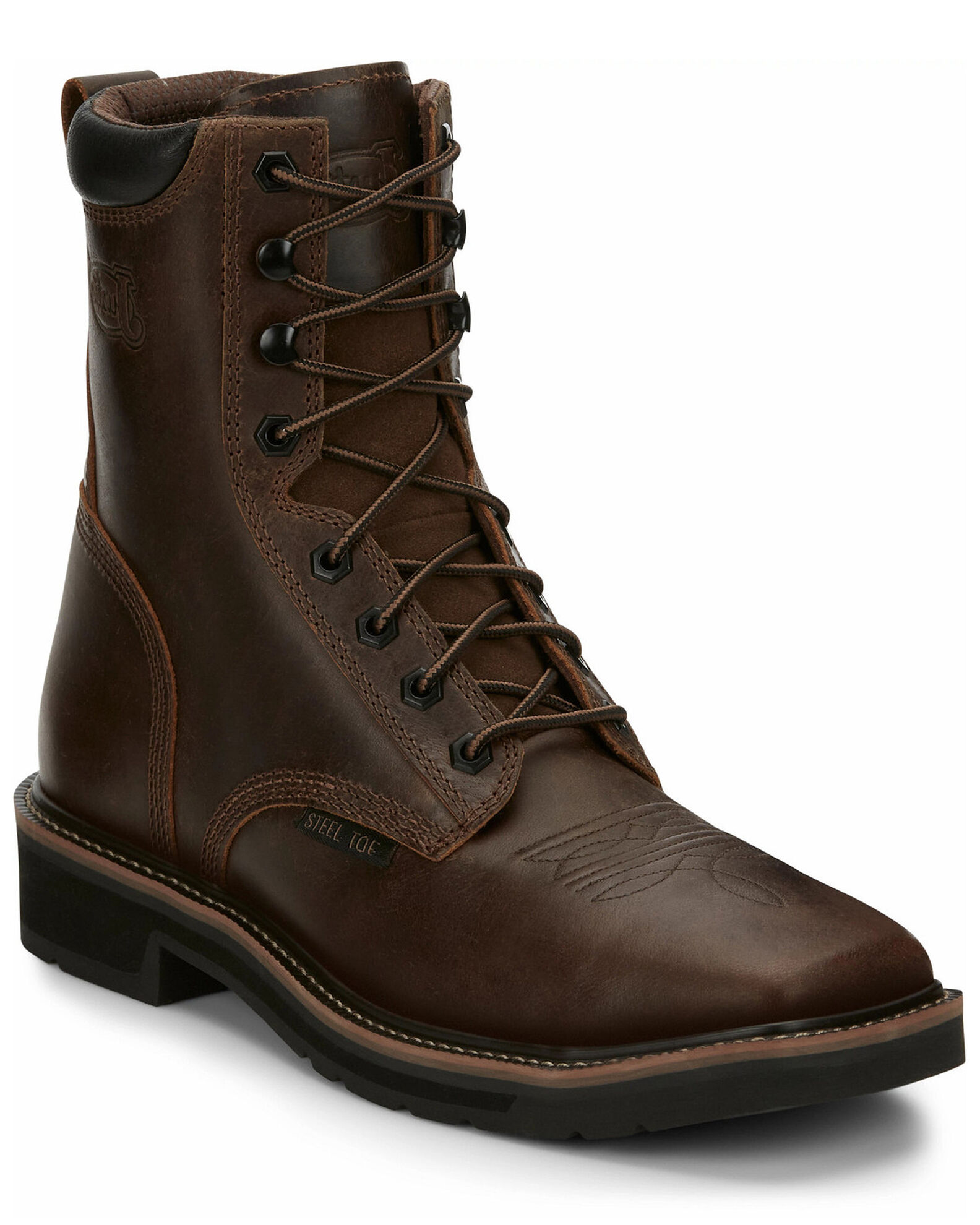 Justin Men s Pulley Lace Up Work Boots Steel Toe Sheplers