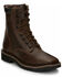 Justin Men's Pulley Lace-Up Work Boots - Steel Toe, Brown, hi-res