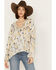 Cleo + Wolf Women's Crepe Rayon Printed Blouse, Cream, hi-res