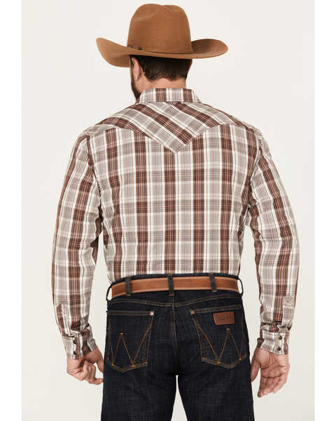 Image #4 - Cody James Men's Day Trip Plaid Print Long Sleeve Western Snap Shirt - Tall, Brown, hi-res