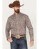Image #1 - Roper Men's Amarillo Paisley Print Long Sleeve Western Snap Shirt, Dark Orange, hi-res