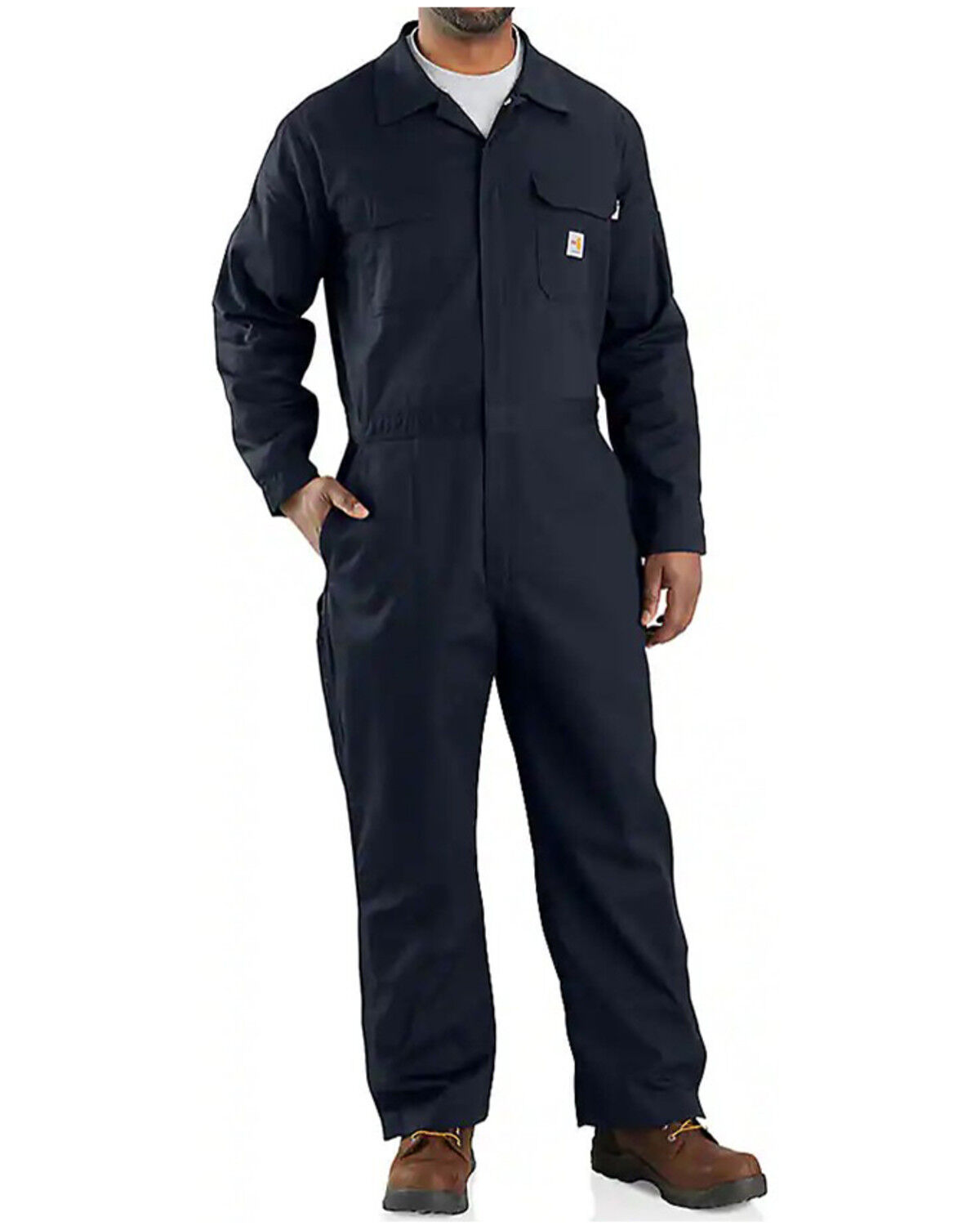 Image #1 - Carhartt Men's FR Loose Fit Twill Coveralls - Big, Navy, hi-res