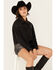 Image #1 - Blue B Women's Rhinestone Studded Cropped Denim Jacket, Black, hi-res