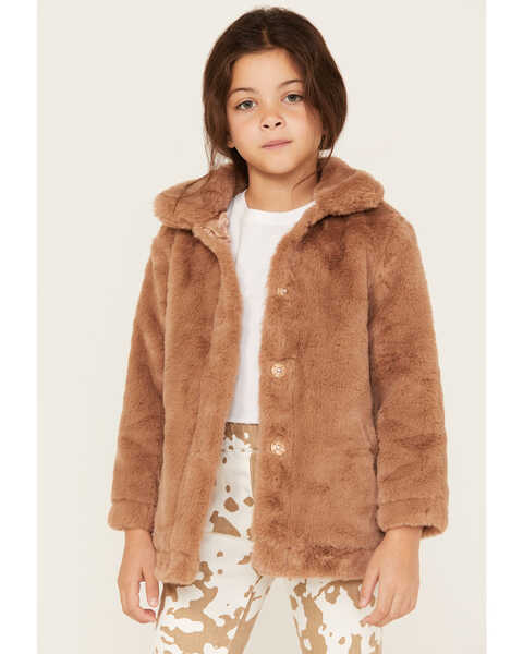 Image #1 - Urban Republic Little Girls' Faux Fur Long Coat , Cream, hi-res