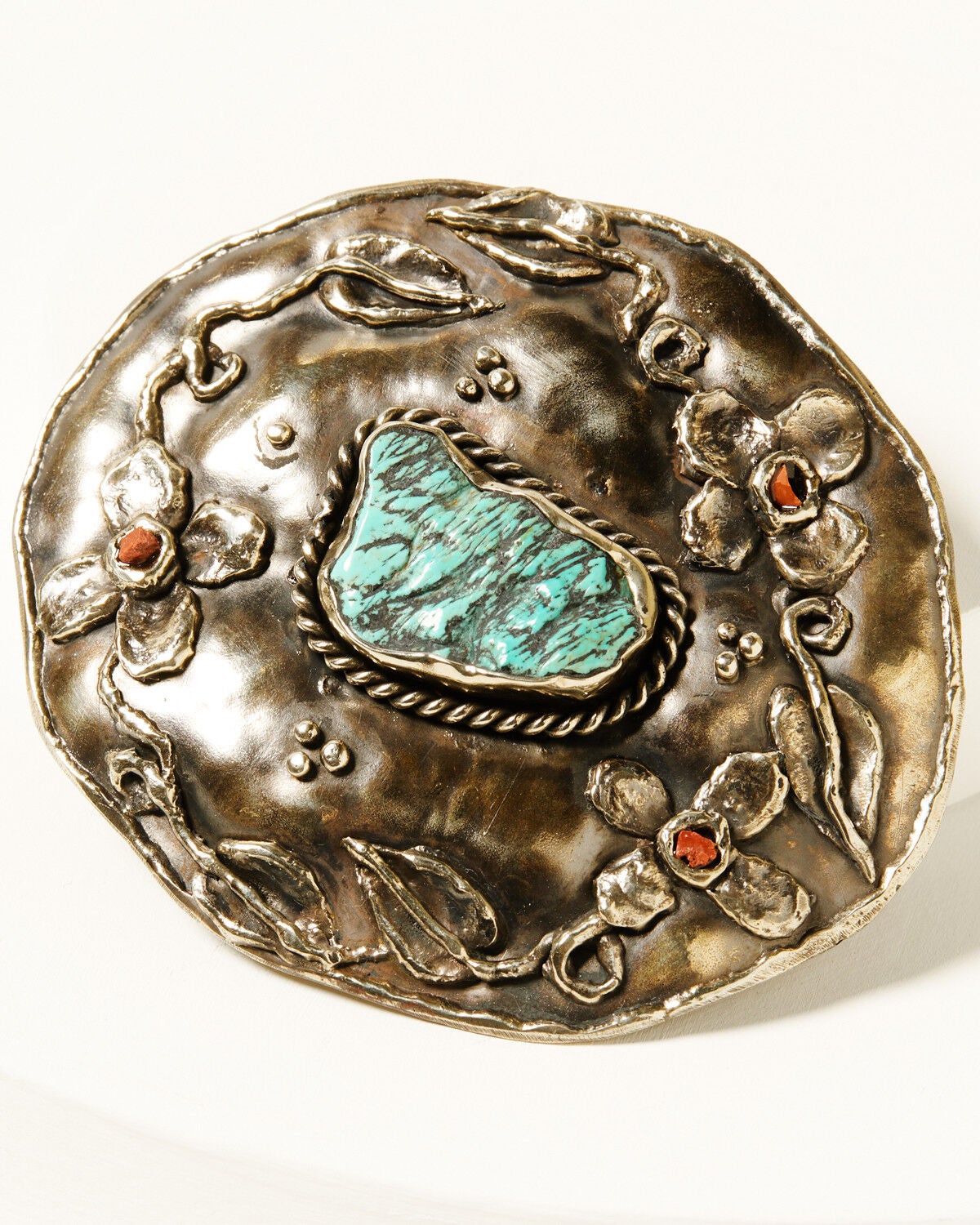 Paige Wallace Women's Turquoise Stone Flower Buckle, Silver, hi-res