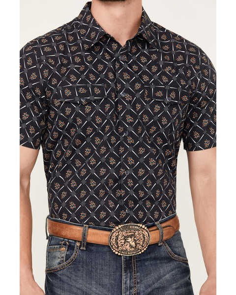 Image #3 - Gibson Trading Co Men's Floral Geo Print Short Sleeve Snap Shirt, Indigo, hi-res