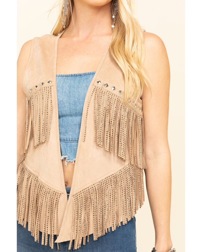 Vocal Women's Studded Fringe Suede Vest Sheplers