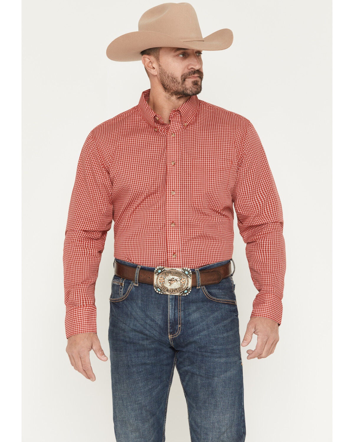 Wrangler Riata Men's Assorted Plaid Print Short Sleeve Button-Down Western Shirt, Multi, hi-res