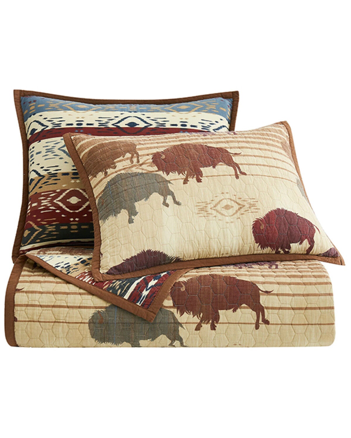 Image #4 - HiEnd Accents 3pc Home On The Range Reversible Quilt Set - King, Tan, hi-res