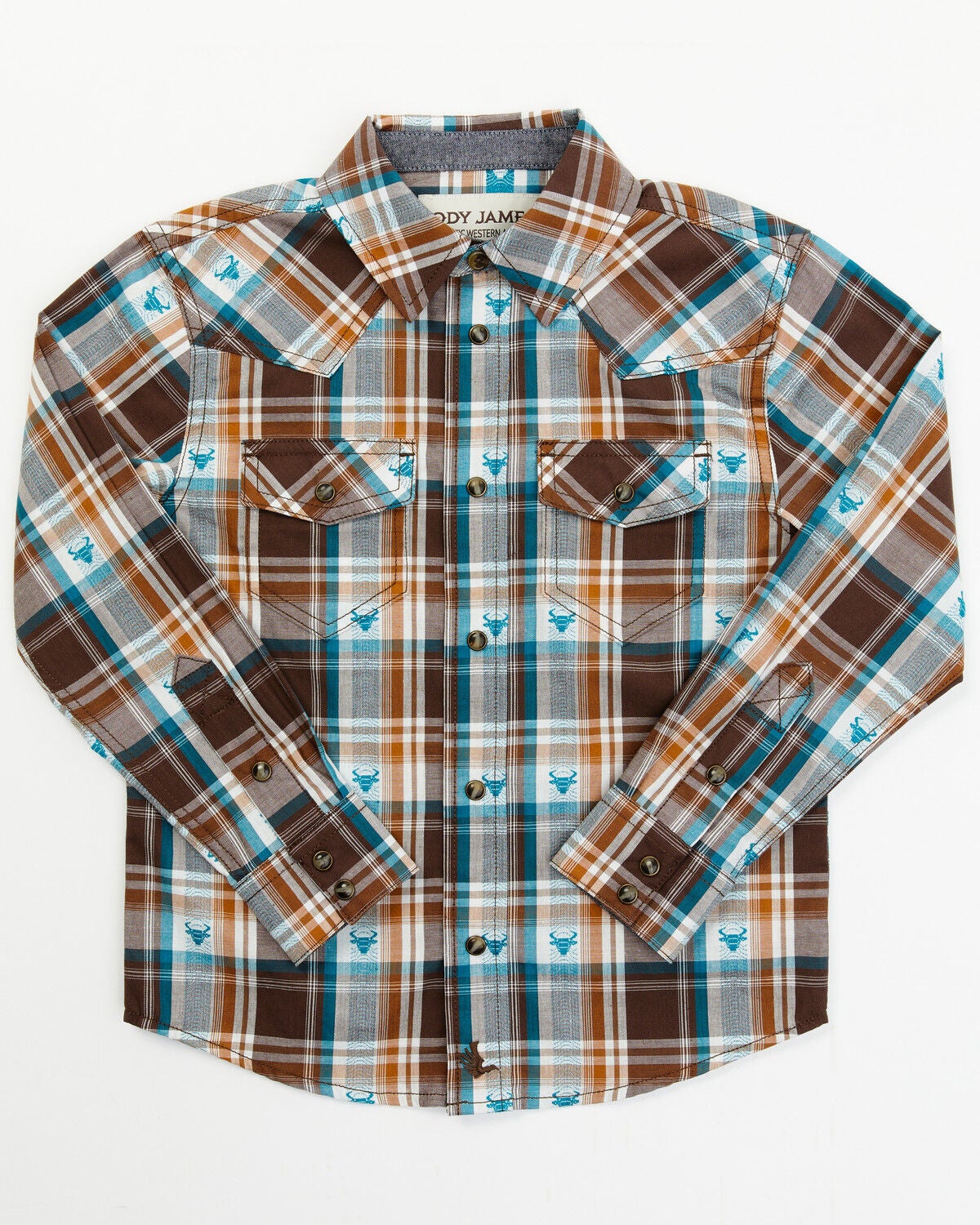 Cody James Toddler Boys' Bull Dobby Long Sleeve Snap Shirt, Dark Brown, hi-res